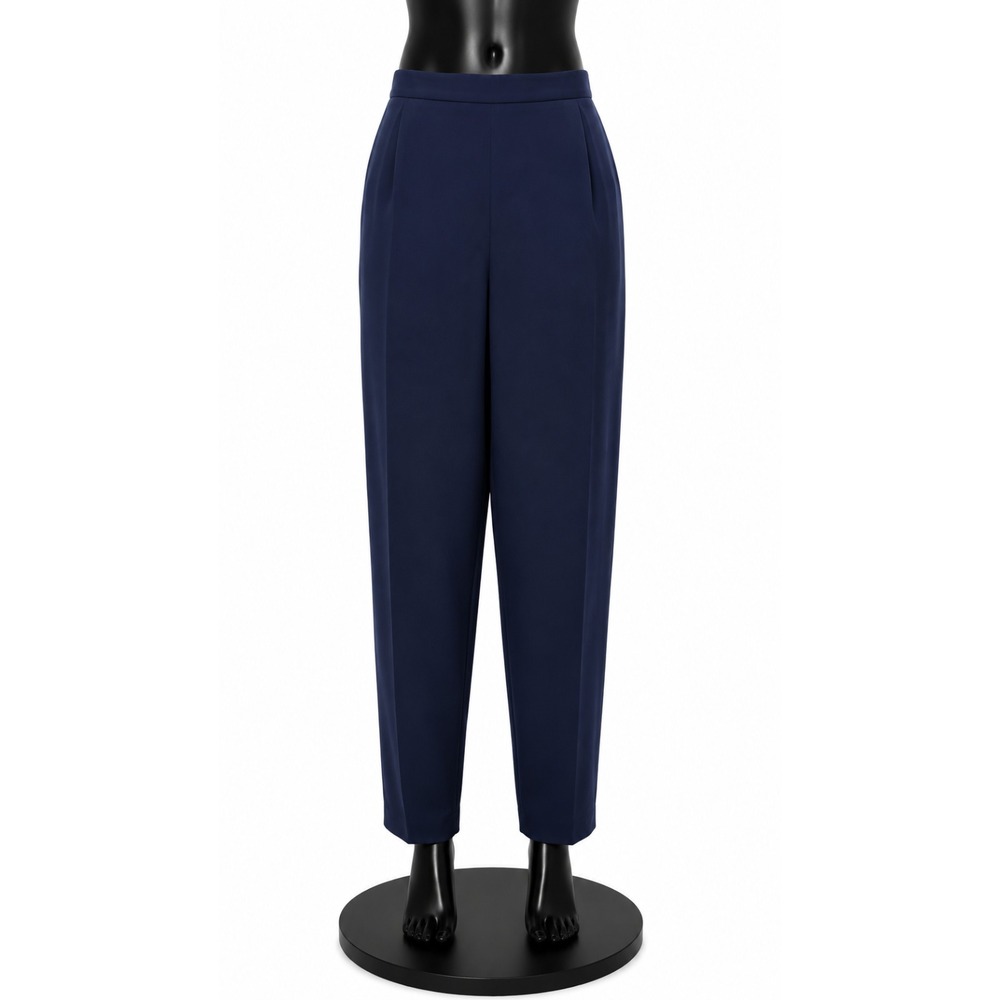 Josephine Chaus Womens Pleated Front Dress Pants Size 14 Navy Blue Knit Stretch